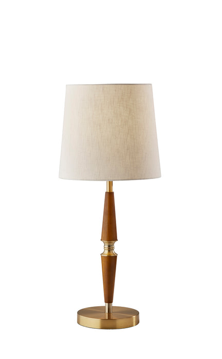 Adesso Home 3153-15 Table Lamp, Walnut Rubberwood W. Antique Brass Accents