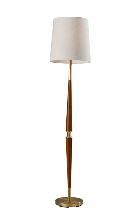 Adesso Home 3154-15 Floor Lamp, Walnut Rubberwood W. Antique Brass Accents