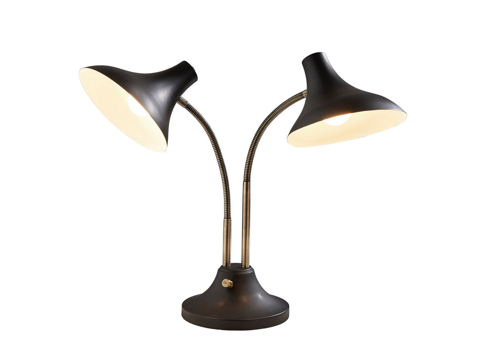 Adesso Home 3371-01 Two Light Desk Lamp, Black & Antique Brass