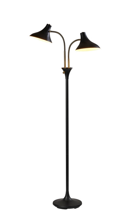 Adesso Home 3372-01 Two Light Floor Lamp, Black & Antique Brass