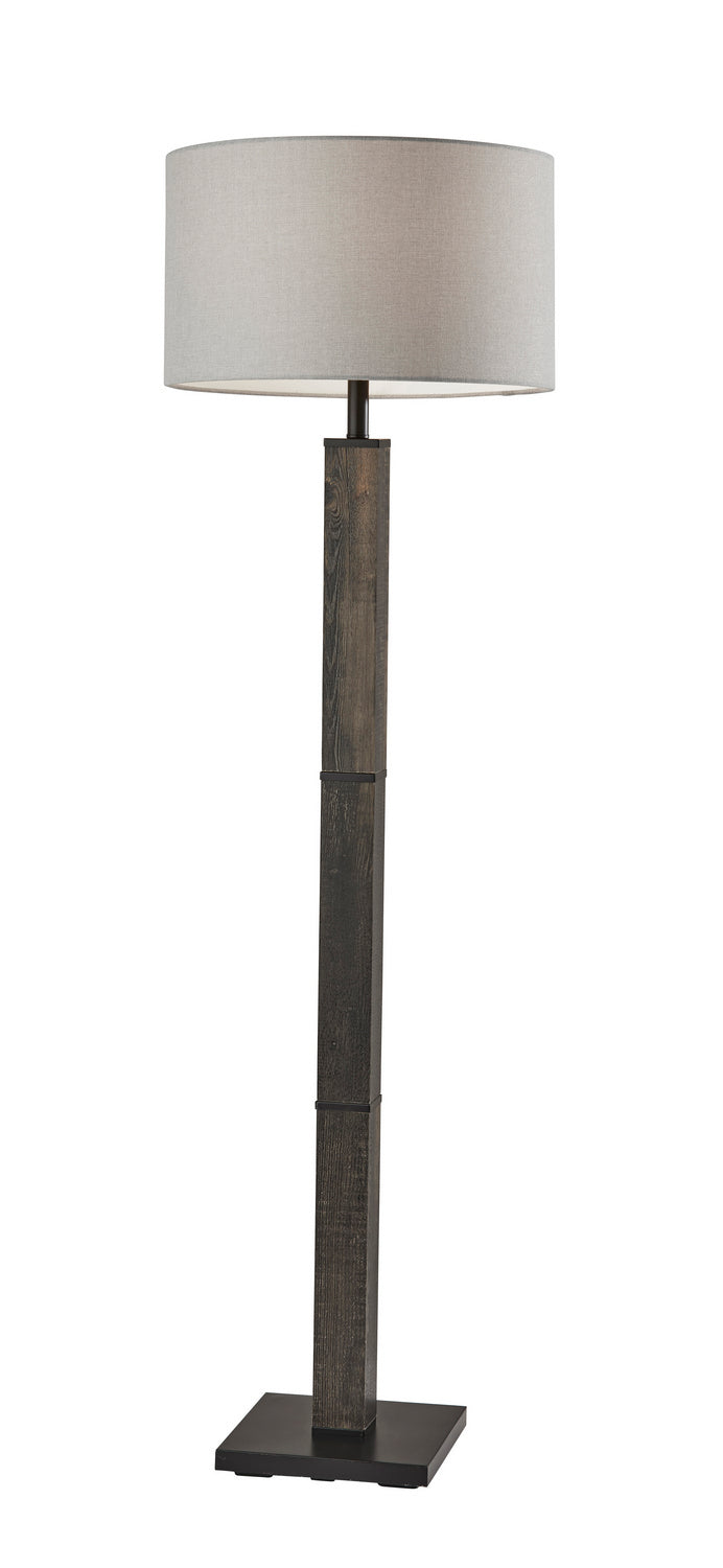 Adesso Home 3498-01 Floor Lamp, Mdf W. Black Washed Wood Pvc Veneer & Black Metal Accents