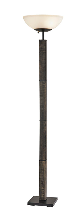 Adesso Home 3499-01 Two Light Torchiere, Mdf W. Black Washed Wood Pvc Veneer & Black Metal Accents