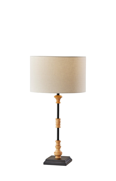 Adesso Home 3503-12 Table Lamp, Black W. Natural Wood Finished Resin Accents