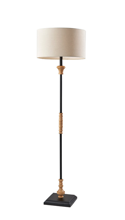 Adesso Home 3504-12 Floor Lamp, Black W. Natural Wood Finished Resin Accents