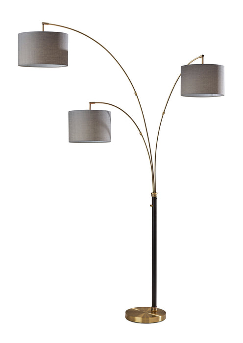 Adesso Home 4210-21 Three Light Arc Lamp, Black & Antique Brass