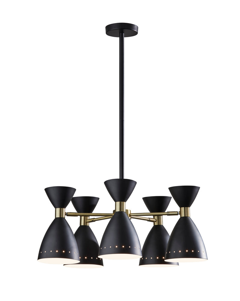 Adesso Home 4280-01 Five Light Pendant, Black W. Antique Brass