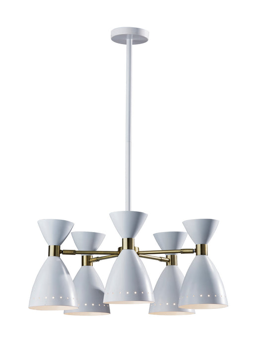 Adesso Home 4280-02 Five Light Pendant, White W. Antique Brass