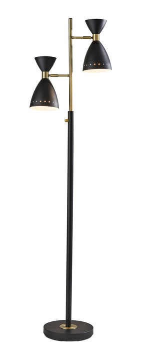 Adesso Home 4285-01 Two Light Tree Lamp, Black W. Antique Brass