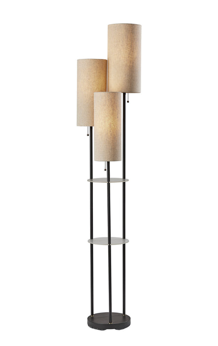 Adesso Home 4305-01 Three Light Floor Lamp, Black W. Antique Brass Accents