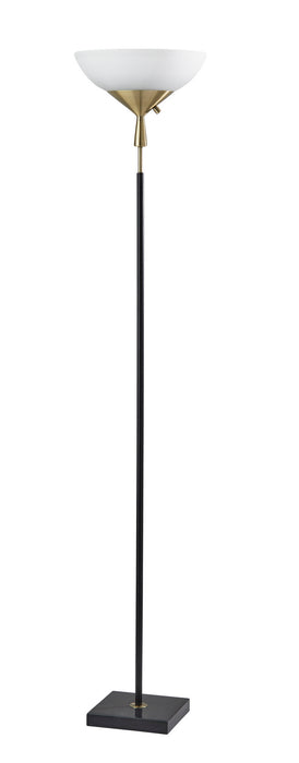 Adesso Home 5007-01 Two Light Torchiere, Black W. Antique Brass