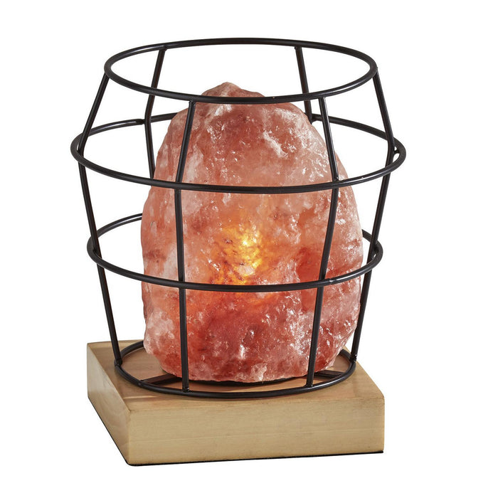 Adesso Home SL1147-12 Table Lamp, Black, Pink Himalayan Salt Rock & Natural Wood