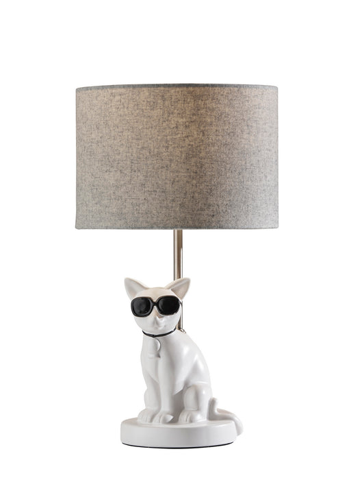Adesso Home SL3707-02 Table Lamp, White Ceramic W. Brushed Steel Neck