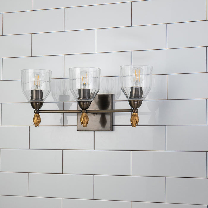 Lucas + McKearn BB1000DB-3-F1G Three Light Vanity, Dark Bronze