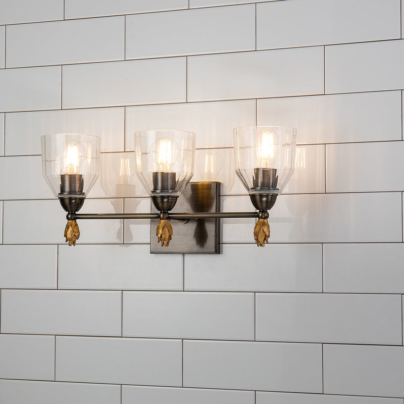 Lucas + McKearn BB1000DB-3-F1G Three Light Vanity, Dark Bronze