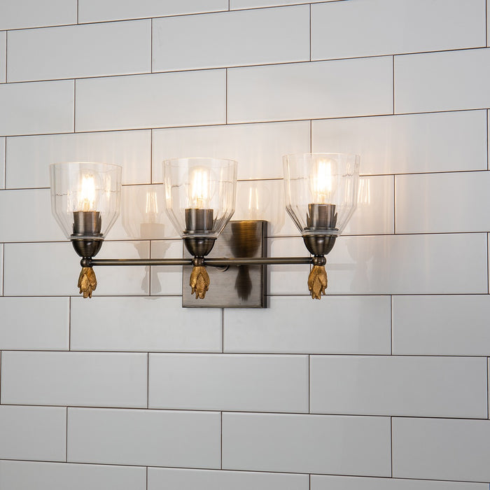 Lucas + McKearn BB1000DB-3-F1G Three Light Vanity, Dark Bronze