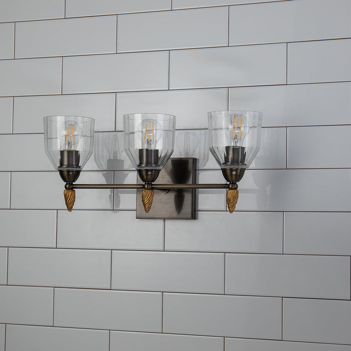 Lucas + McKearn BB1000DB-3-F2G Three Light Vanity, Dark Bronze