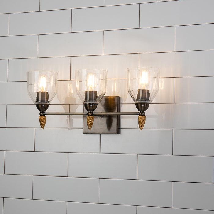 Lucas + McKearn BB1000DB-3-F2G Three Light Vanity, Dark Bronze