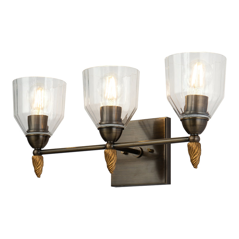 Lucas + McKearn BB1000DB-3-F2G Three Light Vanity, Dark Bronze