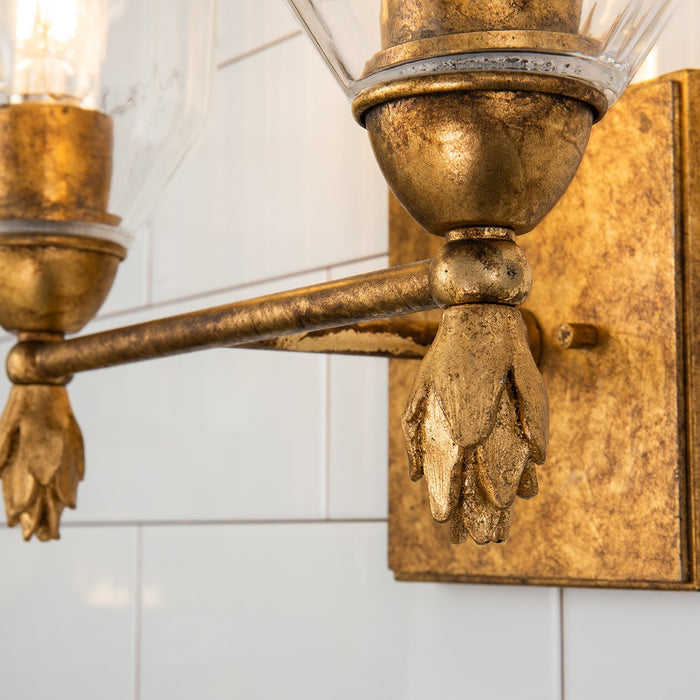 Lucas + McKearn BB1000G-2-F1G Two Light Vanity, Gold
