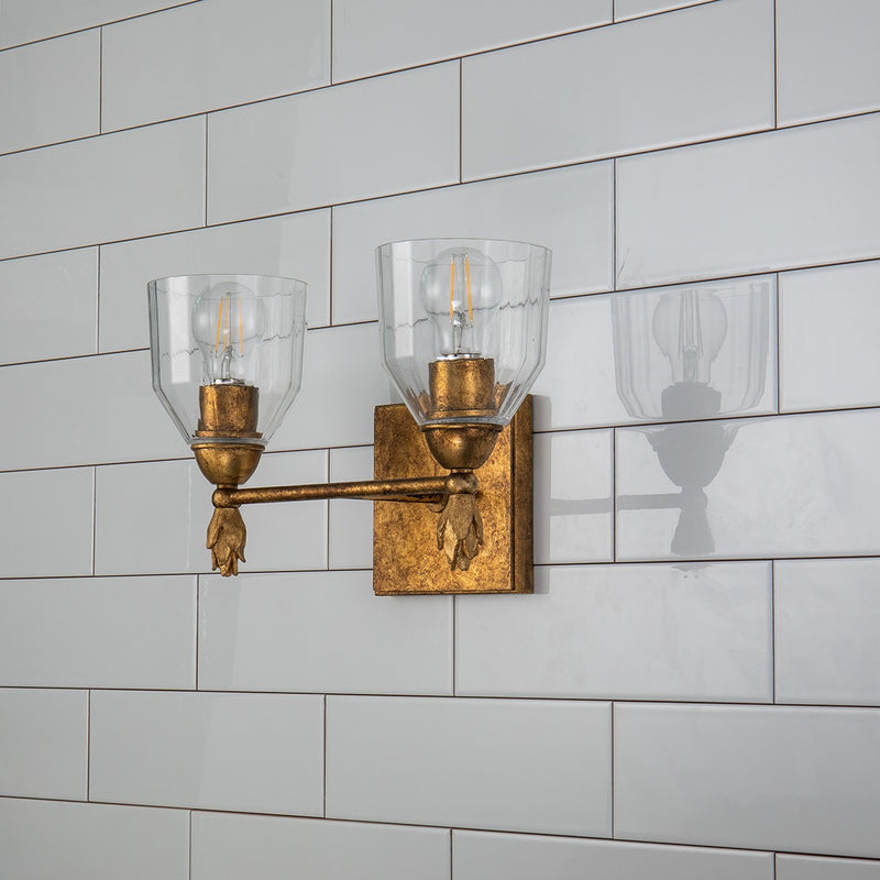 Lucas + McKearn BB1000G-2-F1G Two Light Vanity, Gold