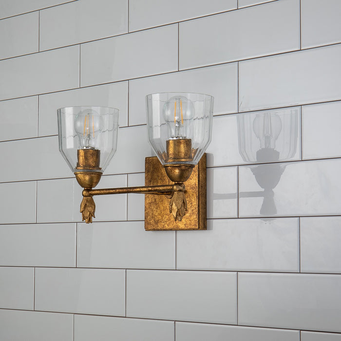 Lucas + McKearn BB1000G-2-F1G Two Light Vanity, Gold