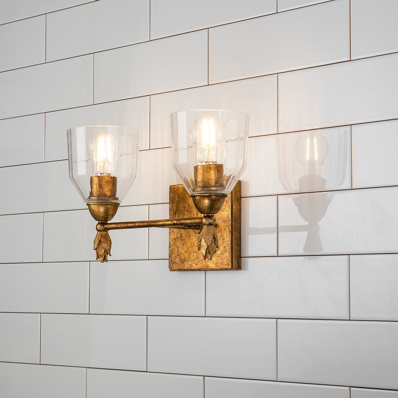 Lucas + McKearn BB1000G-2-F1G Two Light Vanity, Gold