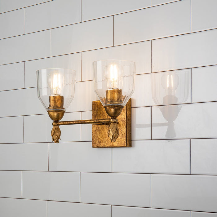 Lucas + McKearn BB1000G-2-F1G Two Light Vanity, Gold