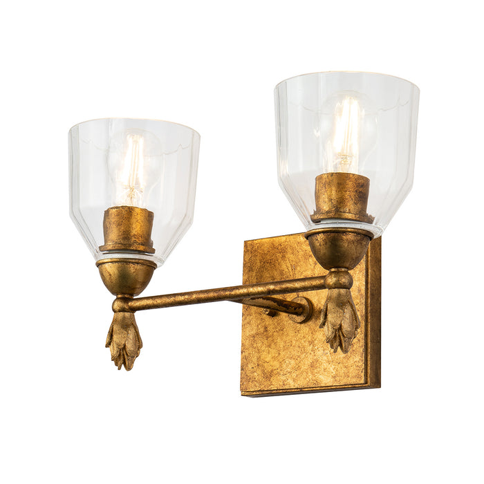 Lucas + McKearn BB1000G-2-F1G Two Light Vanity, Gold
