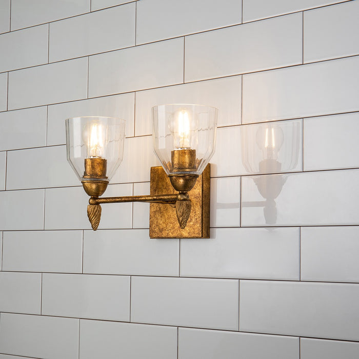 Lucas + McKearn BB1000G-2-F2G Two Light Vanity, Gold