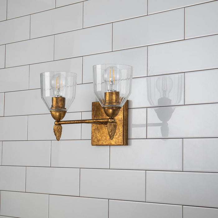 Lucas + McKearn BB1000G-2-F2G Two Light Vanity, Gold