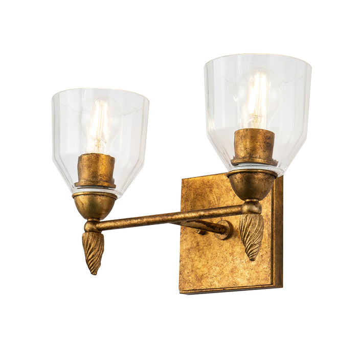 Lucas + McKearn BB1000G-2-F2G Two Light Vanity, Gold