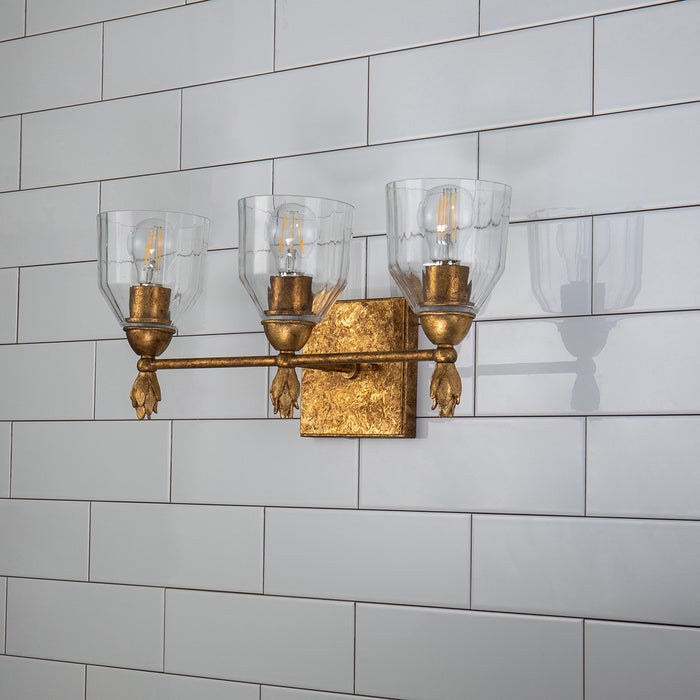 Lucas + McKearn BB1000G-3-F1G Three Light Vanity, Gold