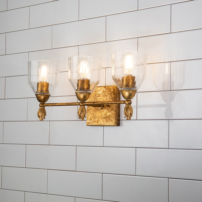 Lucas + McKearn BB1000G-3-F1G Three Light Vanity, Gold