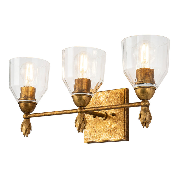 Lucas + McKearn BB1000G-3-F1G Three Light Vanity, Gold