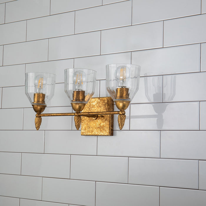 Lucas + McKearn BB1000G-3-F2G Three Light Vanity, Gold