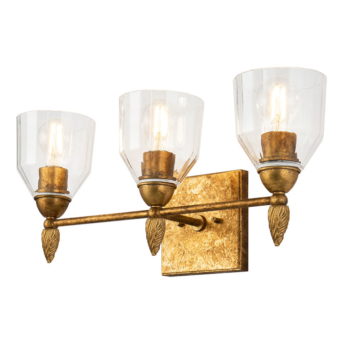 Lucas + McKearn BB1000G-3-F2G Three Light Vanity, Gold