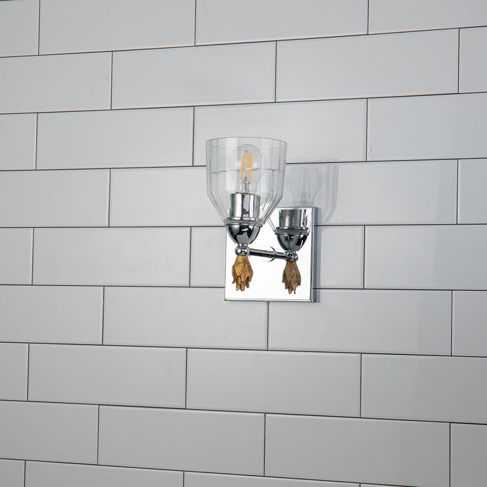 Lucas + McKearn BB1000PC-1-F1G One Light Wall Sconce, Polished Chrome