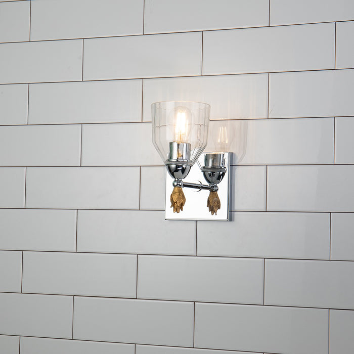 Lucas + McKearn BB1000PC-1-F1G One Light Wall Sconce, Polished Chrome