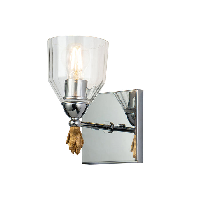 Lucas + McKearn BB1000PC-1-F1G One Light Wall Sconce, Polished Chrome