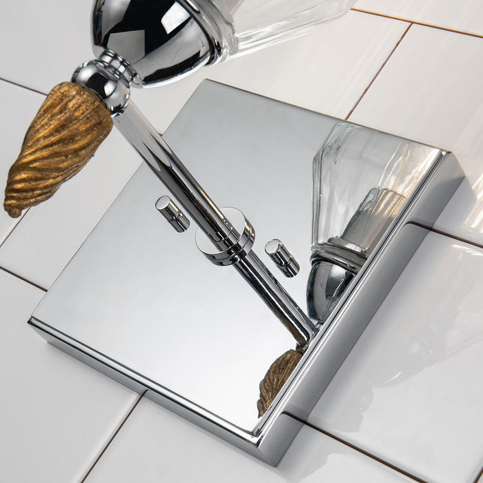 Lucas + McKearn BB1000PC-1-F2G One Light Wall Sconce, Polished Chrome