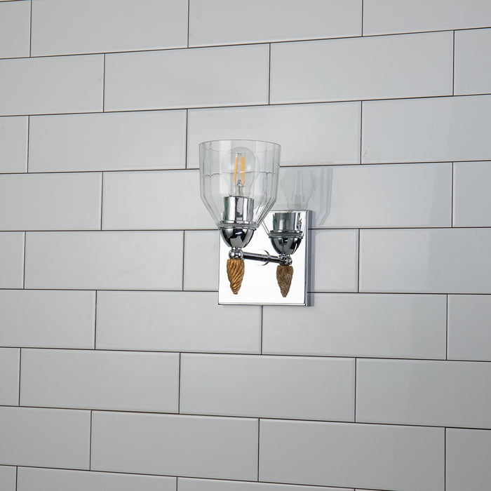 Lucas + McKearn BB1000PC-1-F2G One Light Wall Sconce, Polished Chrome