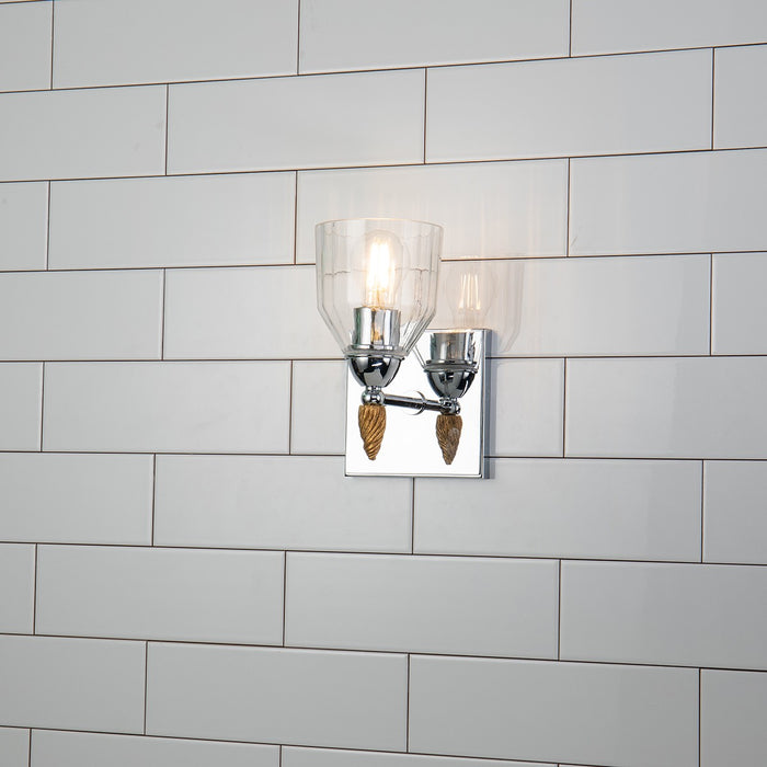 Lucas + McKearn BB1000PC-1-F2G One Light Wall Sconce, Polished Chrome