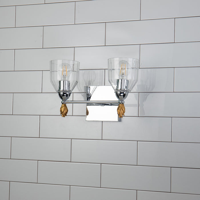 Lucas + McKearn BB1000PC-2-F1G Two Light Vanity, Polished Chrome