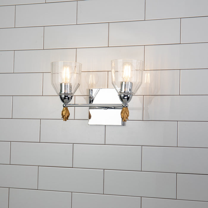 Lucas + McKearn BB1000PC-2-F1G Two Light Vanity, Polished Chrome