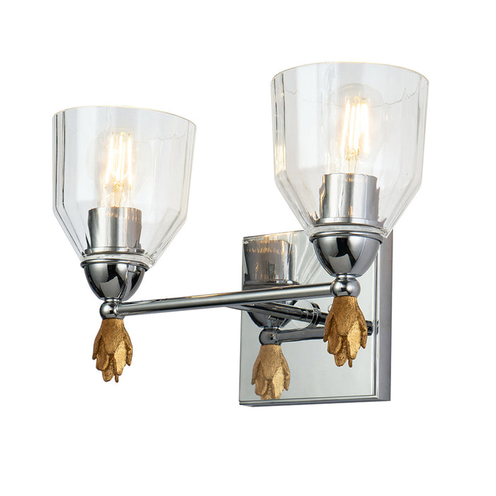 Lucas + McKearn BB1000PC-2-F1G Two Light Vanity, Polished Chrome