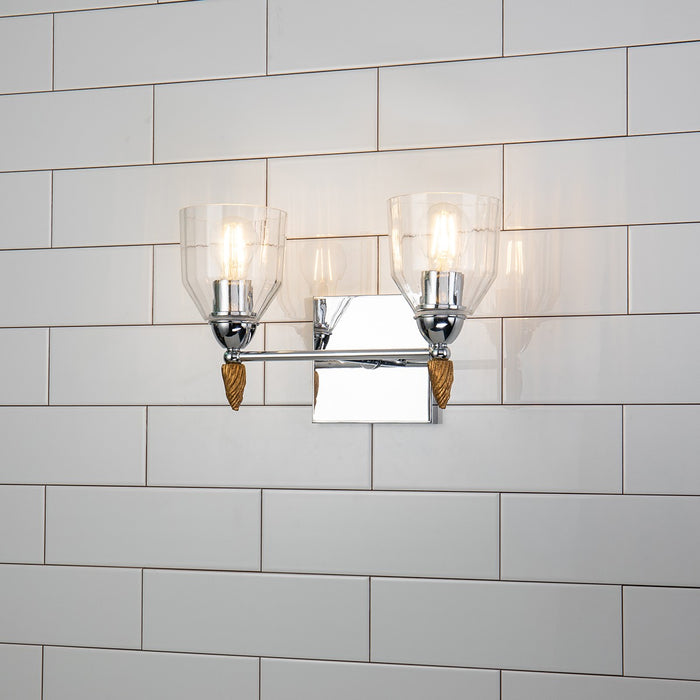 Lucas + McKearn BB1000PC-2-F2G Two Light Vanity, Polished Chrome