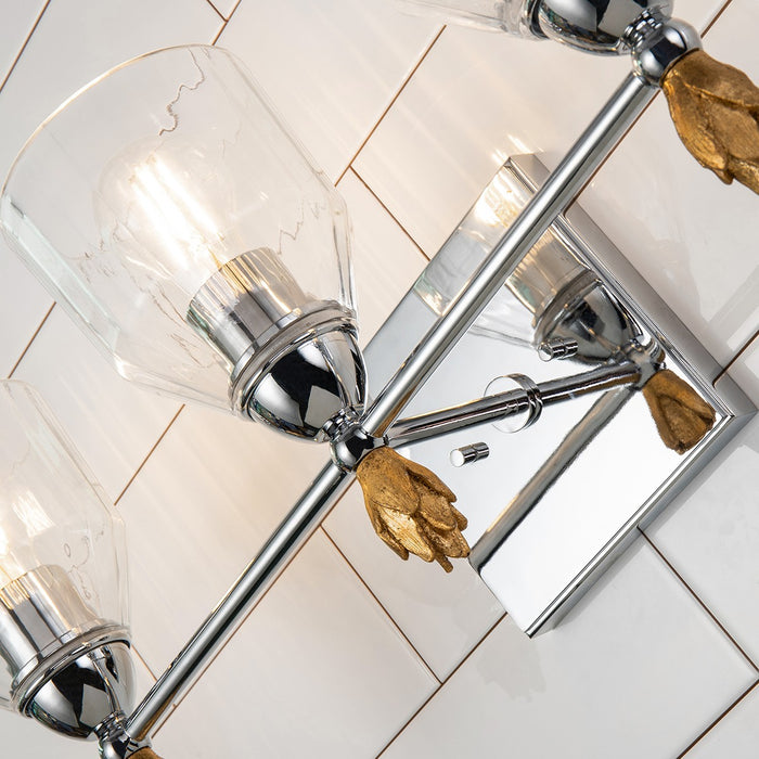 Lucas + McKearn BB1000PC-3-F1G Three Light Vanity, Polished Chrome