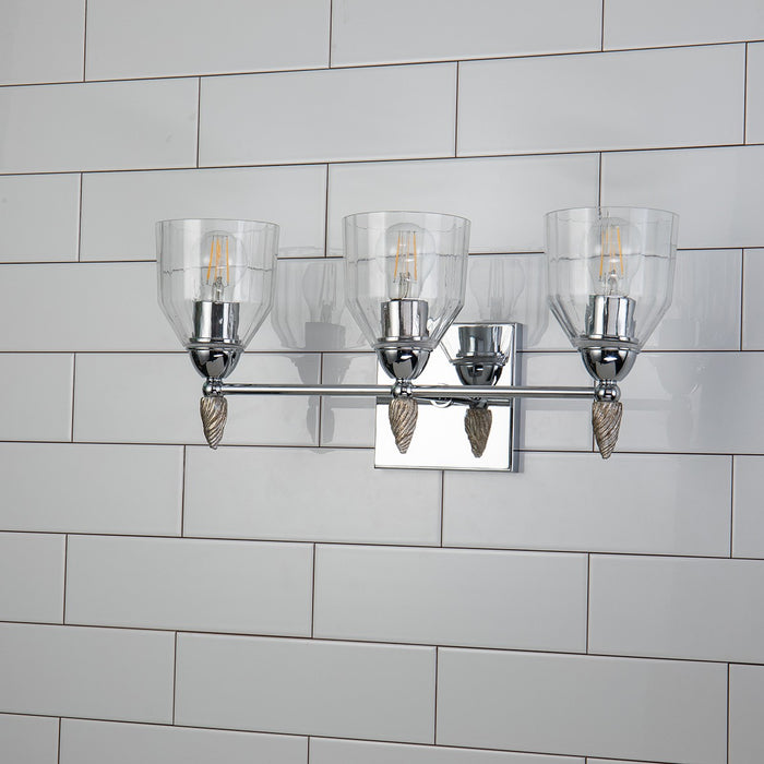 Lucas + McKearn BB1000PC-3-F2S Three Light Vanity, Polished Chrome