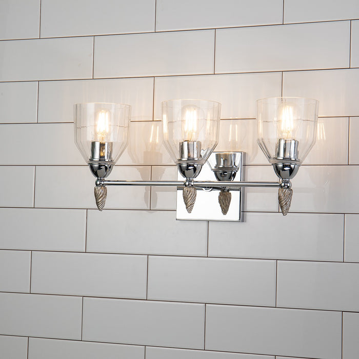 Lucas + McKearn BB1000PC-3-F2S Three Light Vanity, Polished Chrome