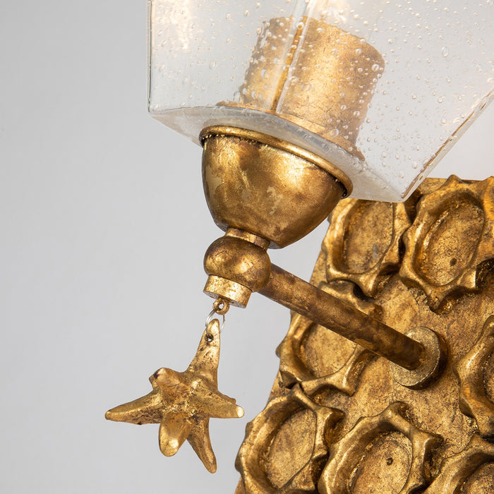 Lucas + McKearn BB1002G-1 One Light Wall Sconce, Gold Leaf
